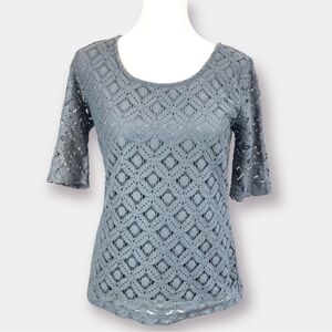 Banana Republic Lace Bluish Gray Top Blouse Size XS Extra Small